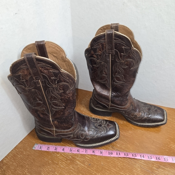 Ariat Boots Cassidy Western Cowgirl Leather Square Toe Brown Womens 9B - Picture 5 of 12